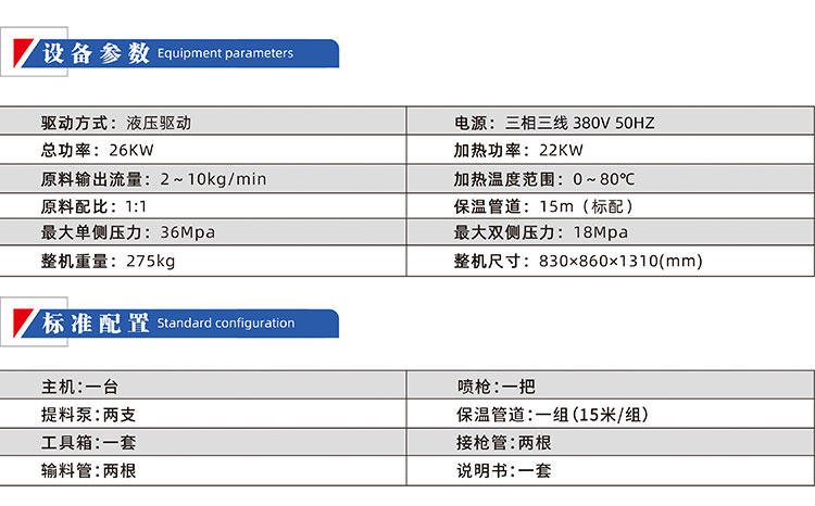 JX-H5600液壓聚脲噴涂機參數(shù)
